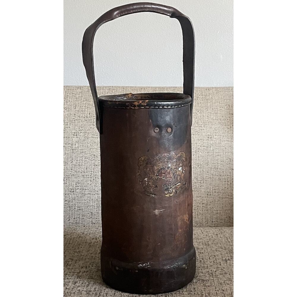 Antique Leather Cordite Bucket British Military Artillery England